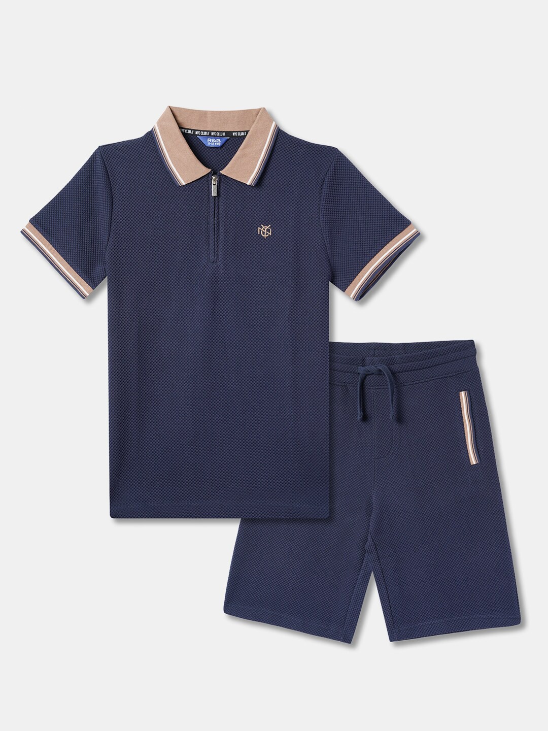 

R&B Boys Pure Cotton T-shirt with Shorts, Blue
