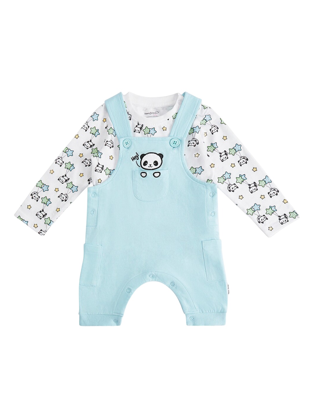 

haus & kinder Kids-Unisex Pure Cotton Printed Rompers, Blue