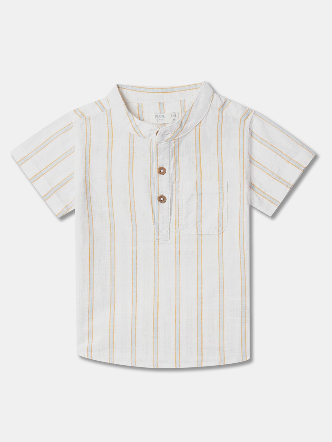 

R&B Boys Striped Casual Shirt, White