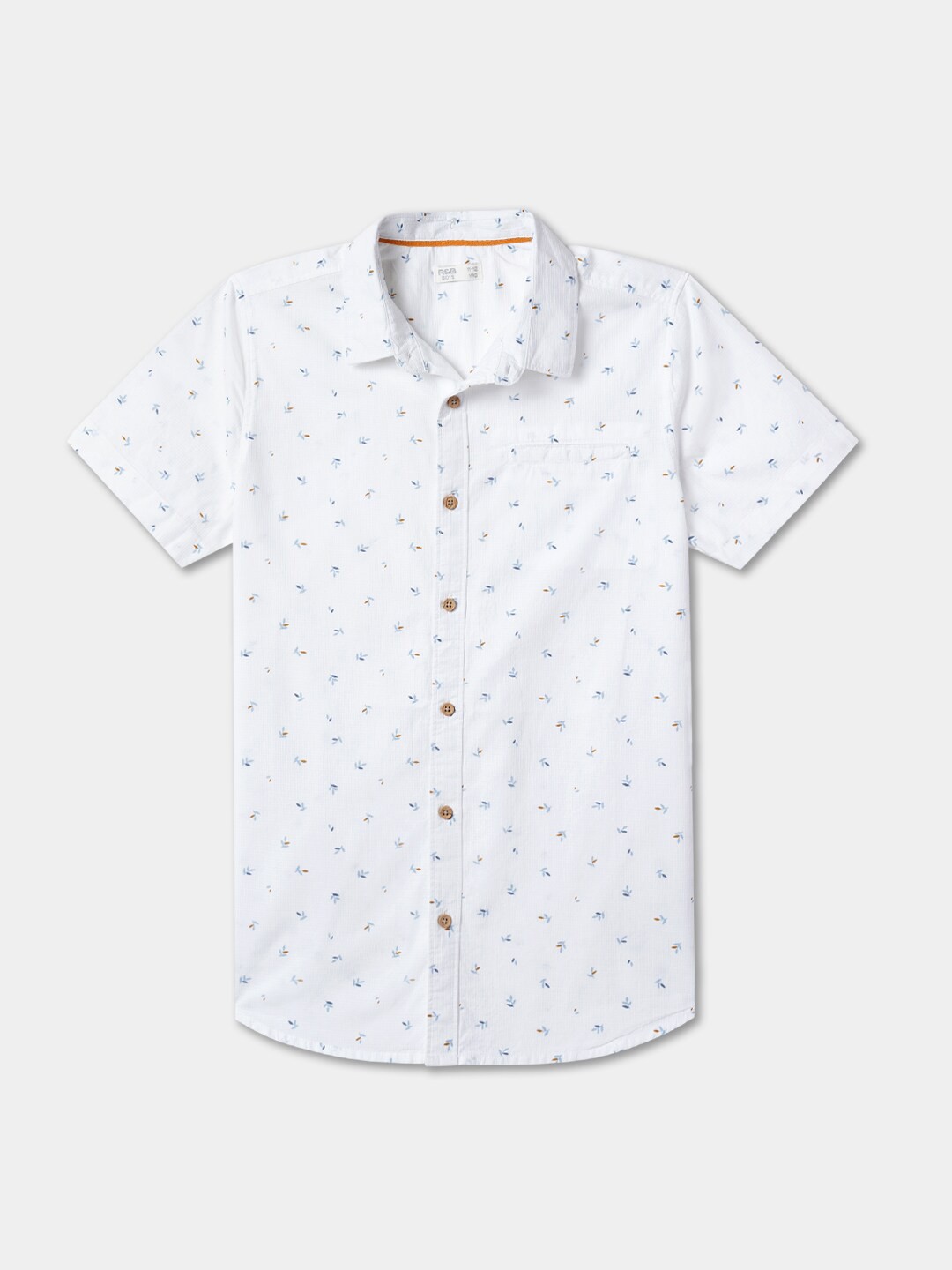 

R&B Boys Conversational Printed Cotton Casual Shirt, White