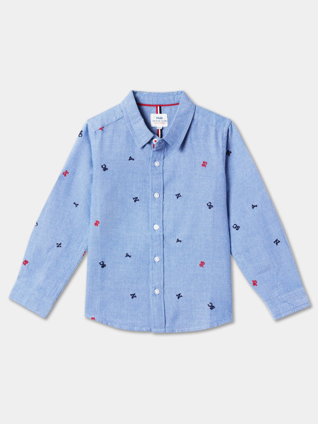 

R&B Boys Conversational Printed Cotton Casual Shirt, Blue