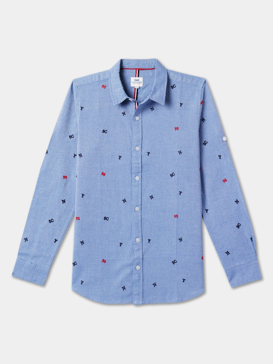 

R&B Boys Conversational Printed Cotton Casual Shirt, Blue