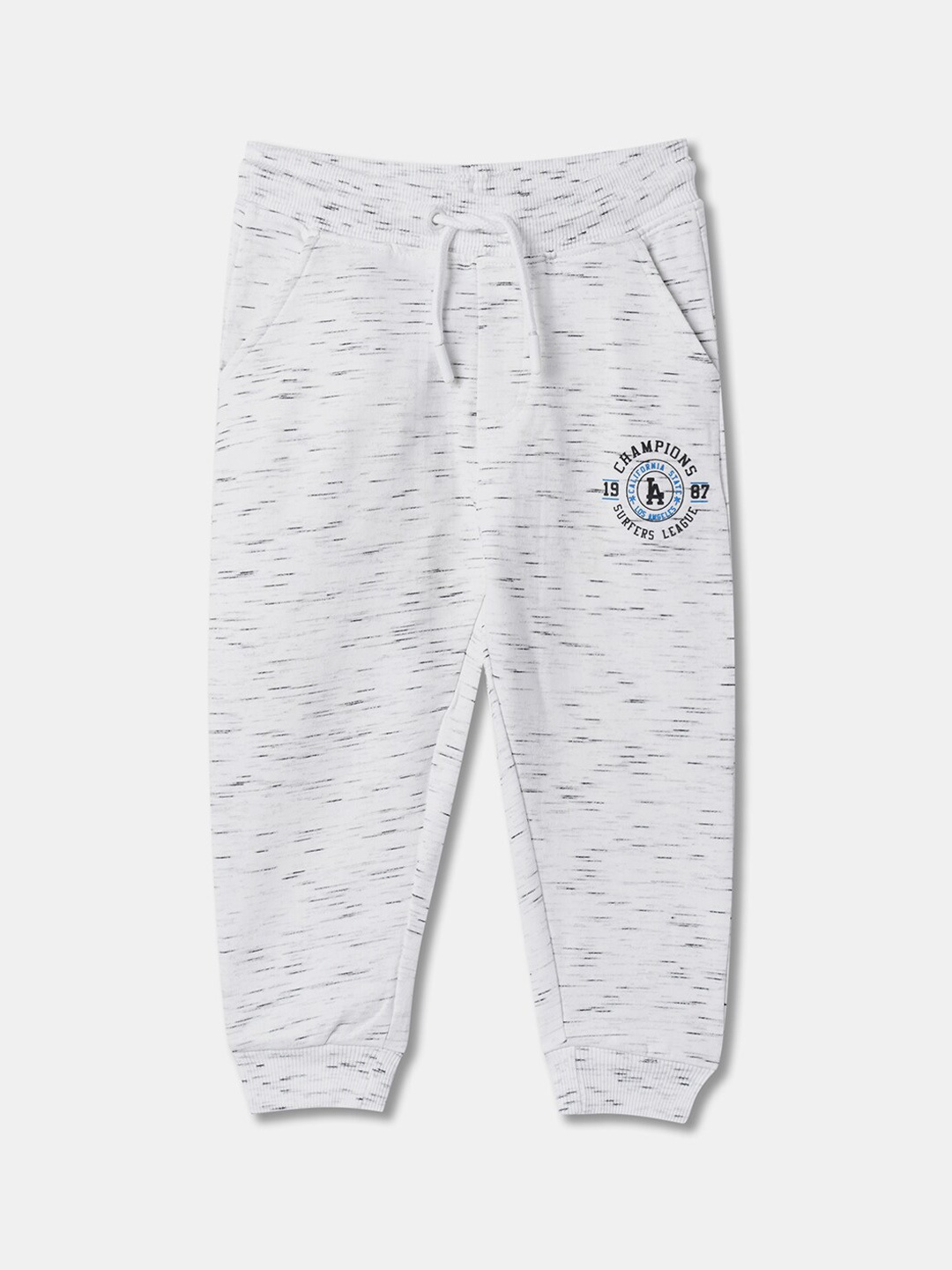 

R&B Boys Relaxed Fit Self Design Joggers Track Pants, White