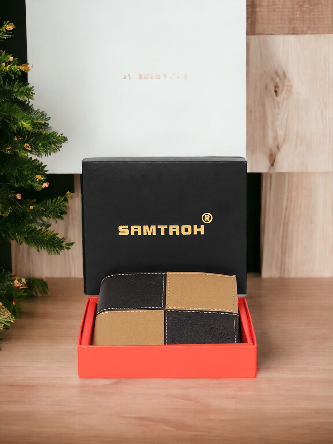 

SAMTROH Men Colourblocked Two Fold Wallet, Beige