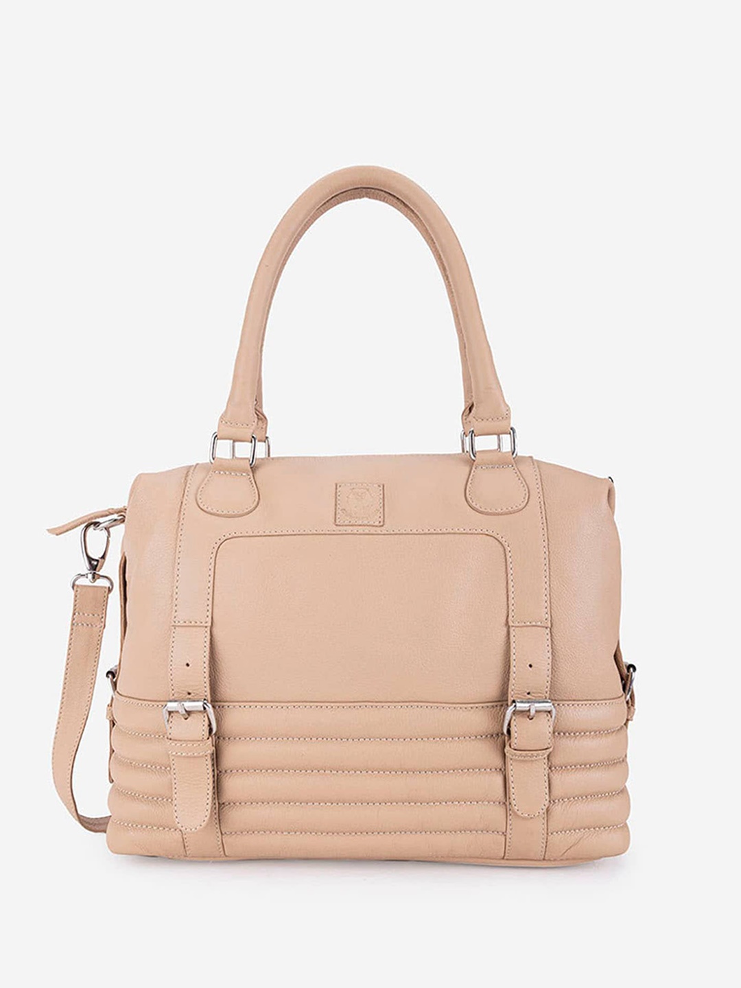 

Abelardo De Moda Leather Structured Handheld Bag, Beige
