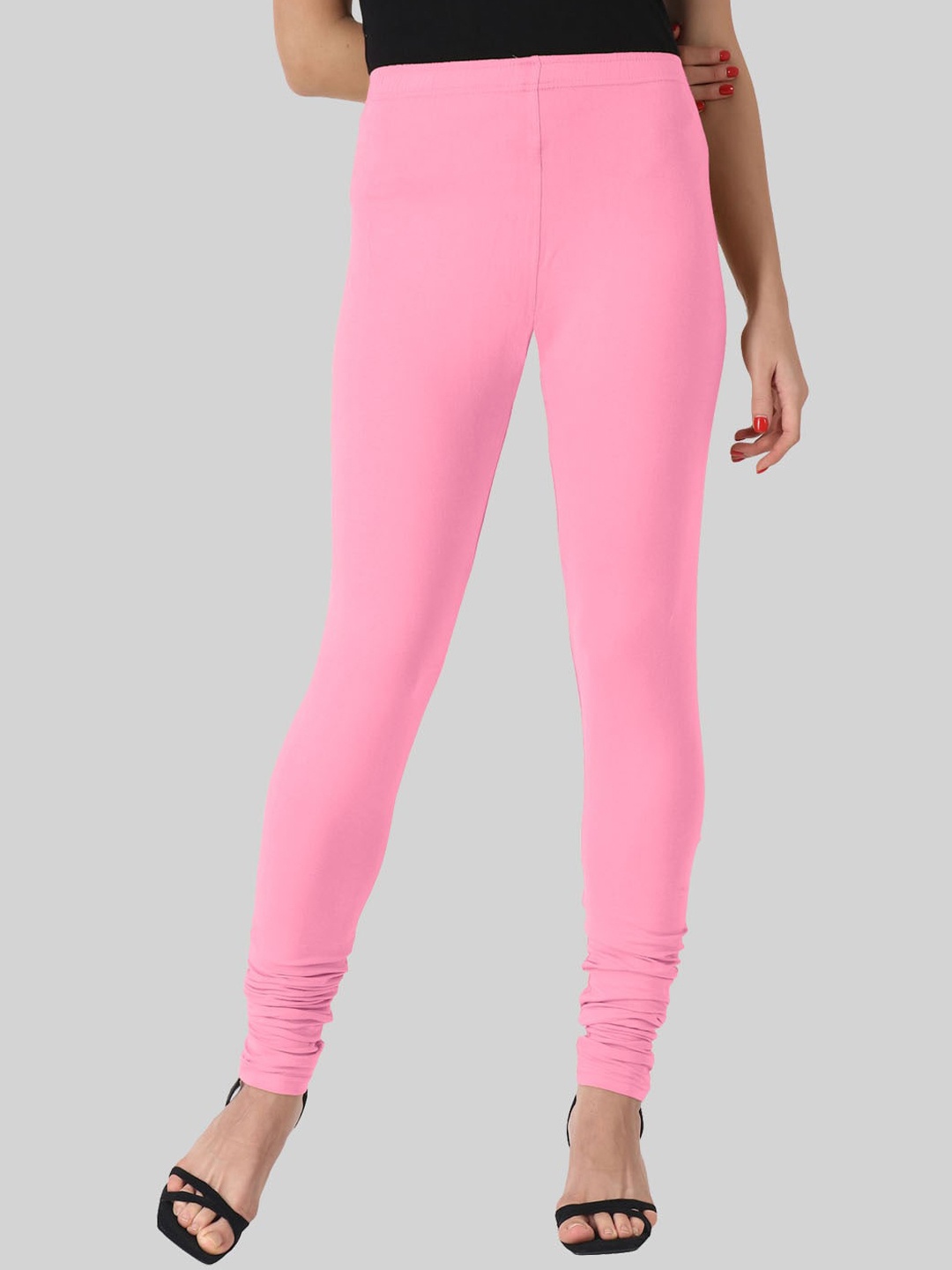 

SAUNDARYA Stretch Fit Anti-pilling Churidar Length Leggings, Pink