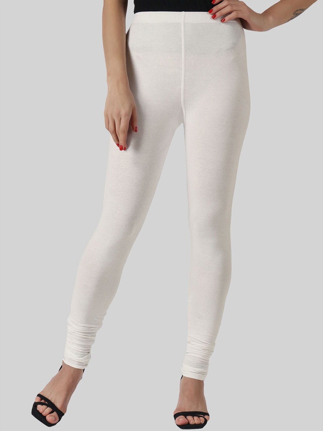 

SAUNDARYA Stretch Fit Anti-pilling Churidar Length Leggings, Off white