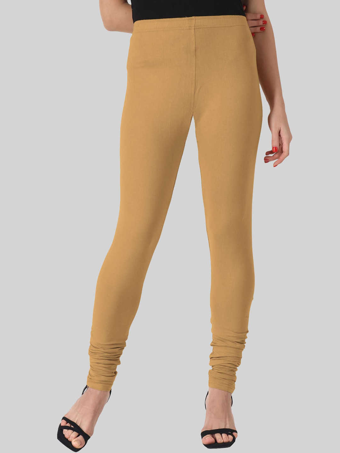 

SAUNDARYA Stretch Fit Anti-pilling Churidar Length Leggings, Beige