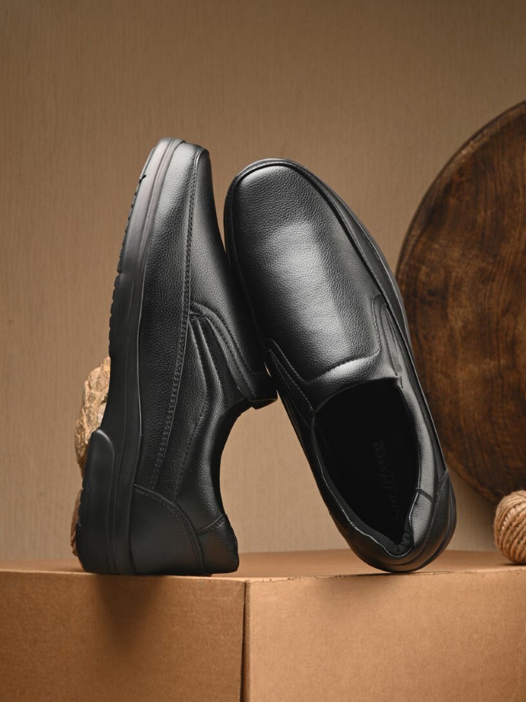 

San Frissco Men Square Toe Comfort-fit Formal Loafers, Black