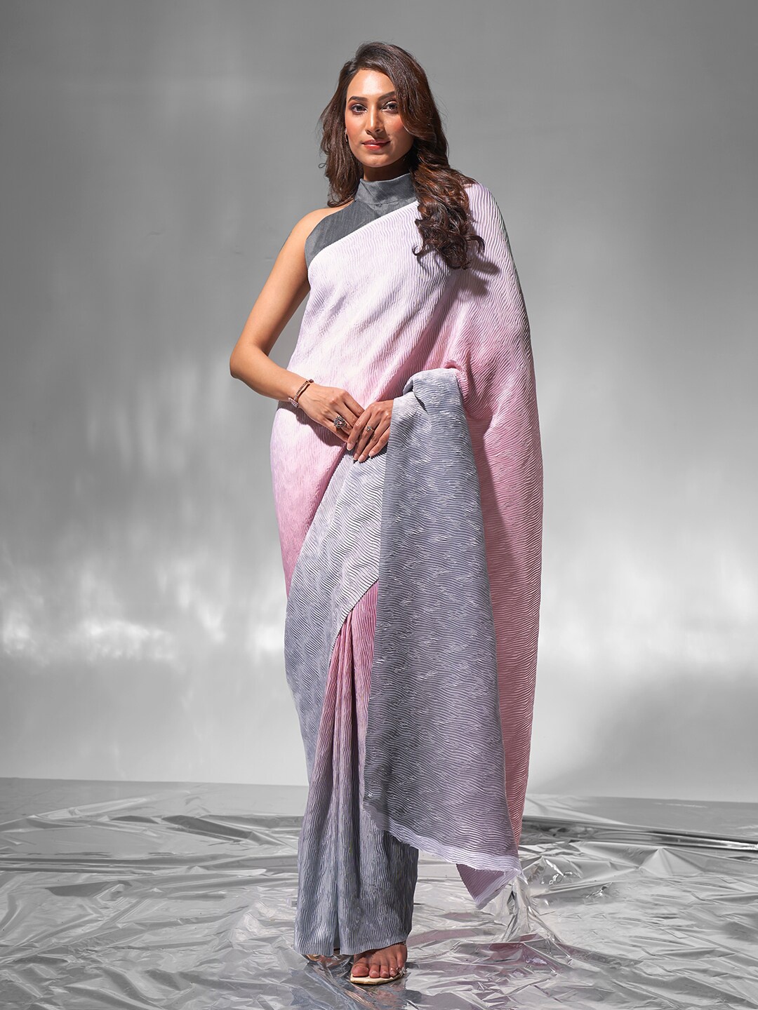 

modeva Ombre Pure Chiffon Saree, Pink
