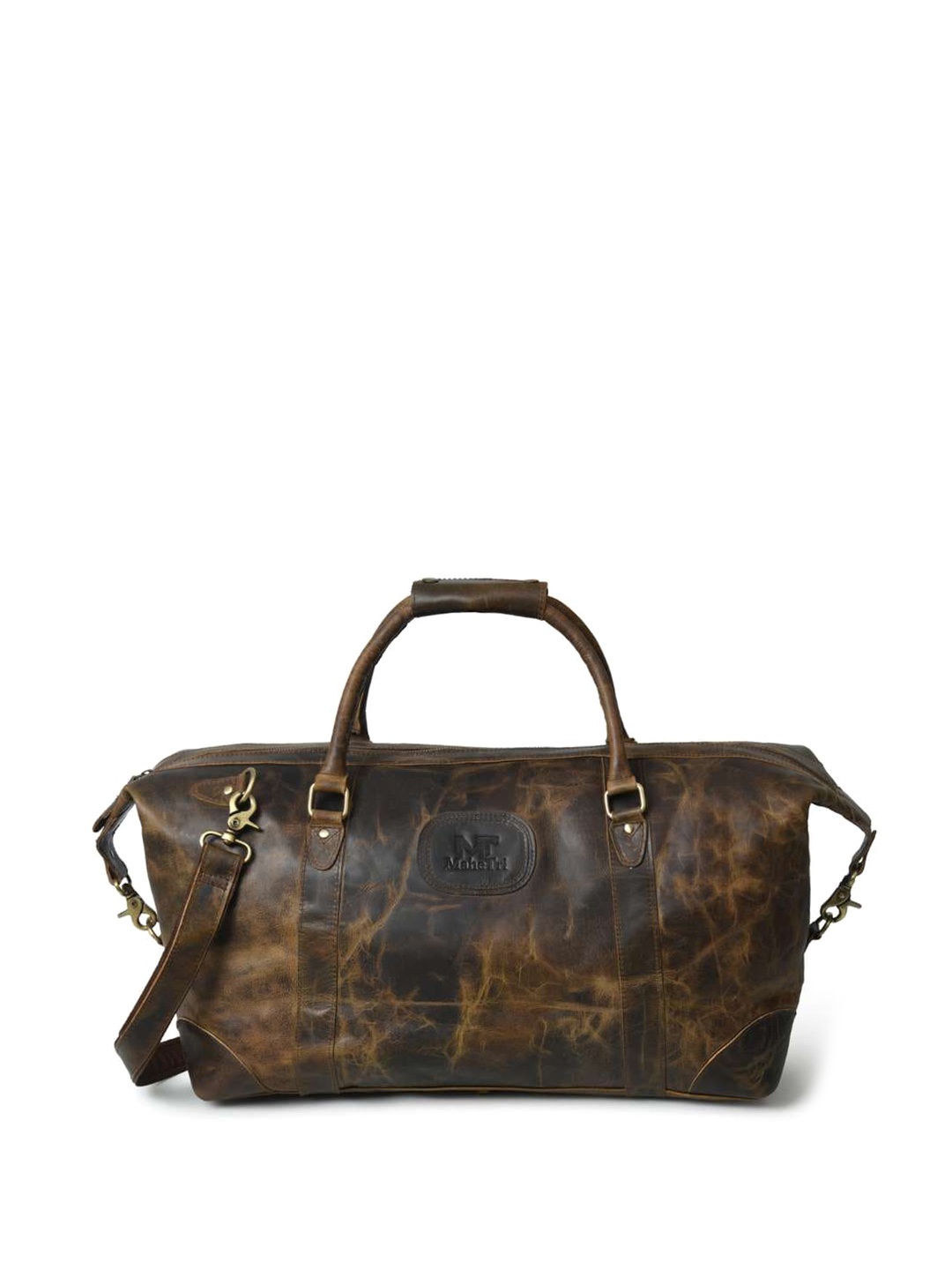 

MaheTri Abstract Print Large Leather Duffel Bag, Brown