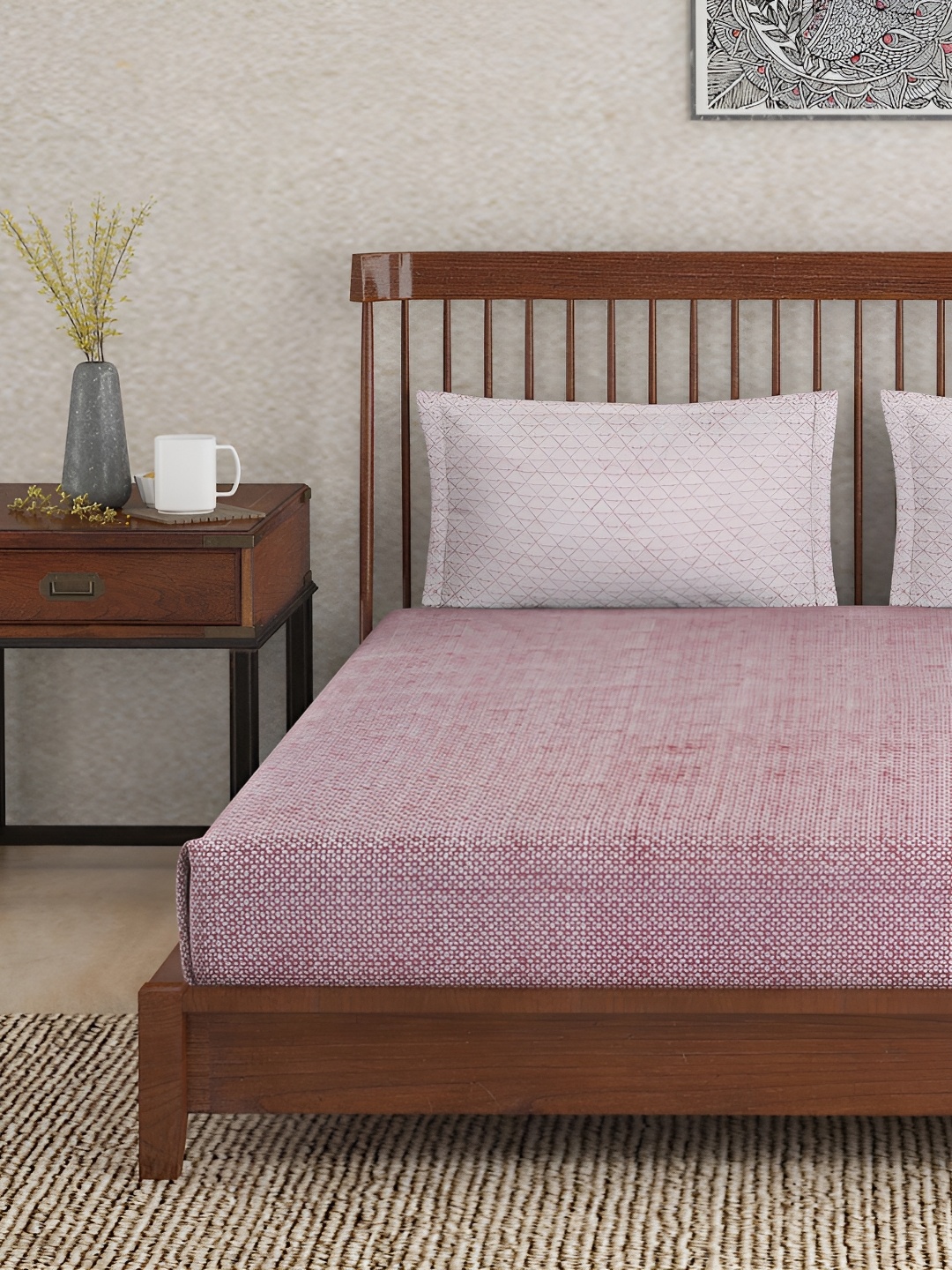 

Fabindia Burgundy Abstract Printed Cotton 180 TC King Bedsheet With 2 Pillow Covers