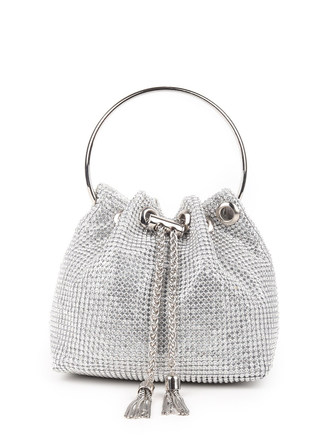 

ODETTE Embellished Potli Clutch, Silver