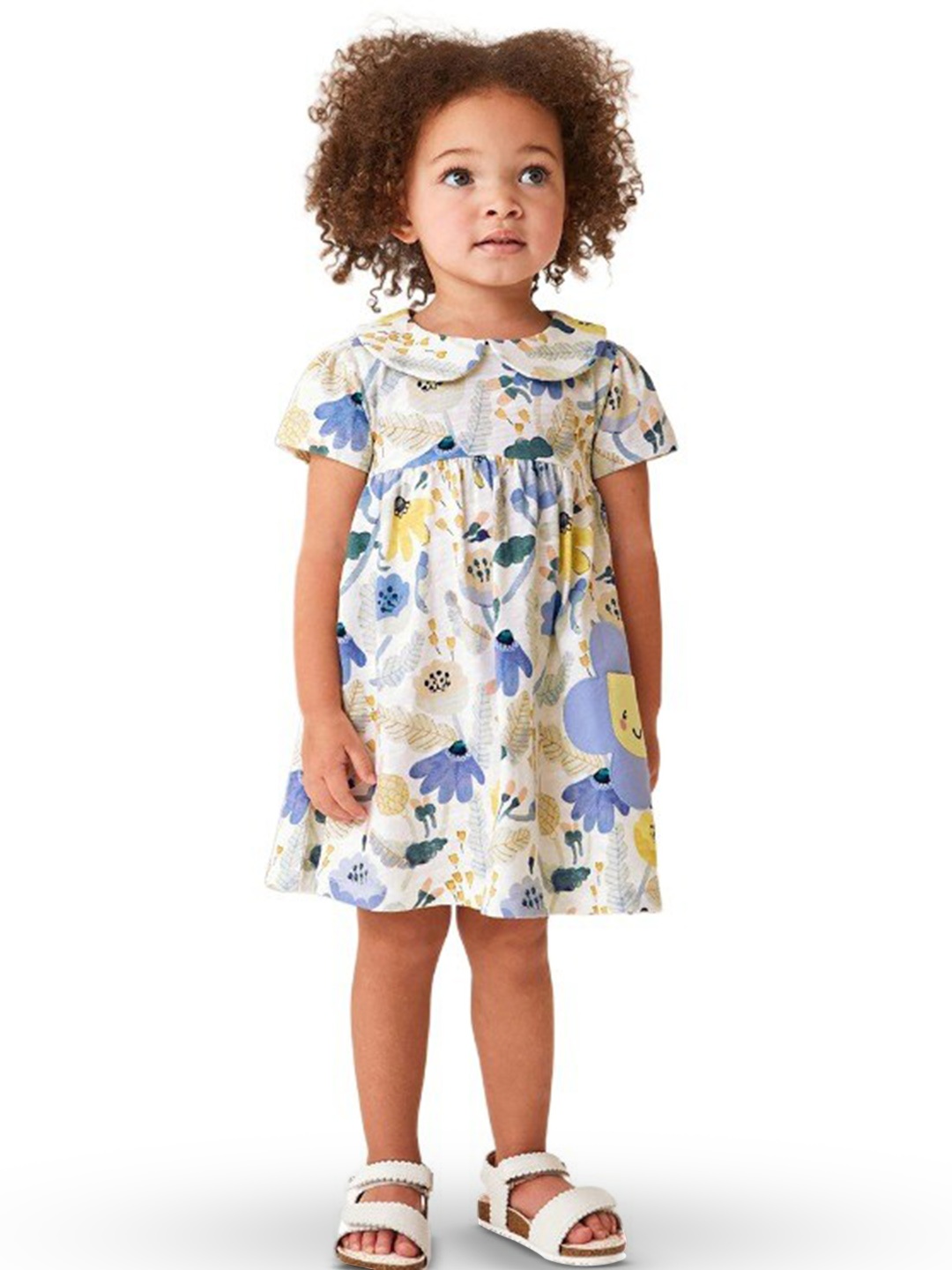 

StyleCast White Girls Floral Printed Peter Pan Collar Fit & Flare Dress