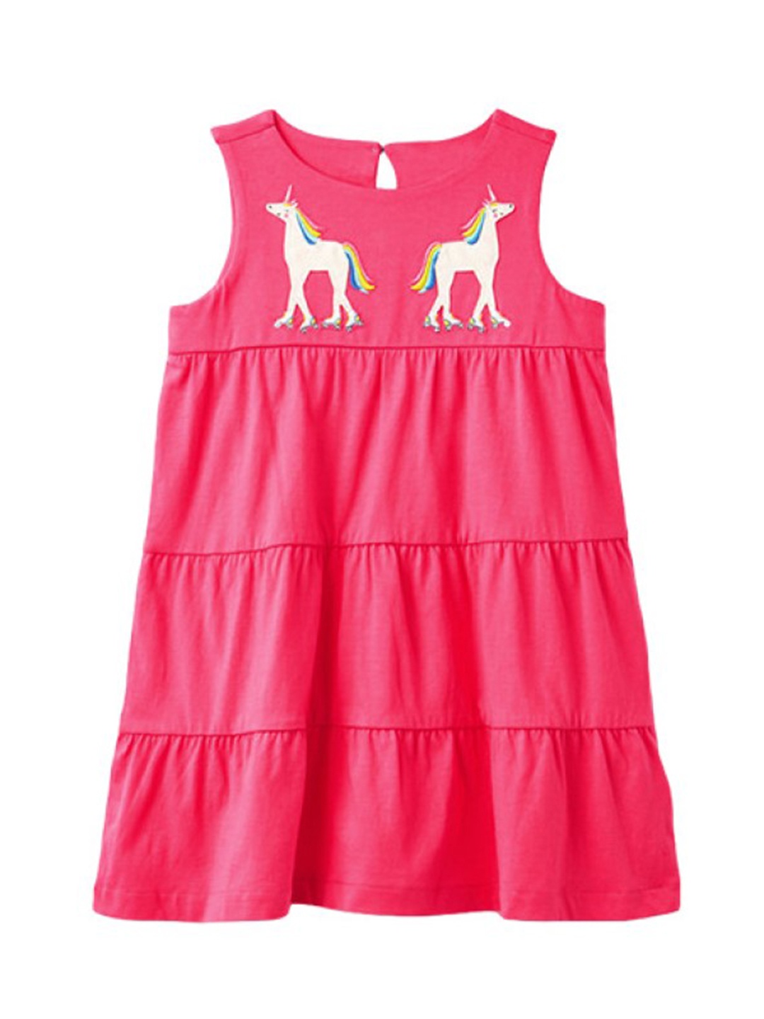 

StyleCast Girls Red Graphic Embroidered Sleeveless Tiered Cotton A-Line Dress