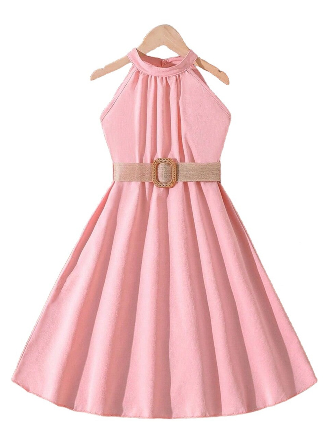 

StyleCast Girls Pink Halter Neck A-Line Maxi Dress With Belt