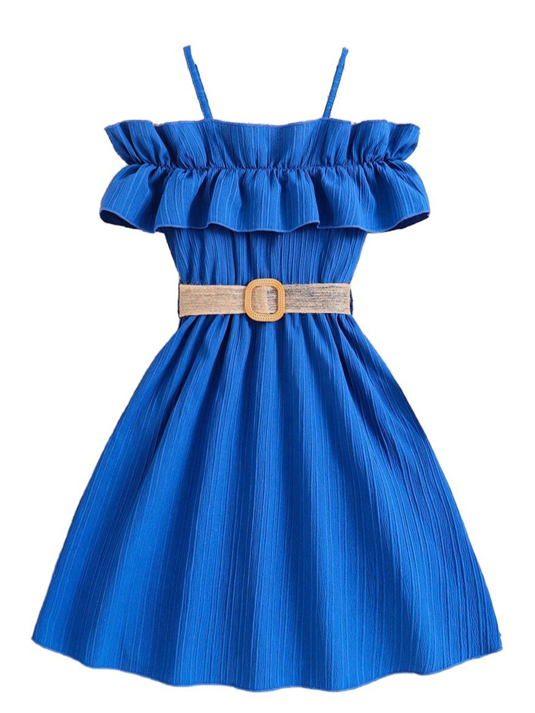 

StyleCast Girls Navy Blue Shoulder Straps Ruffled Fit & Flare Dress