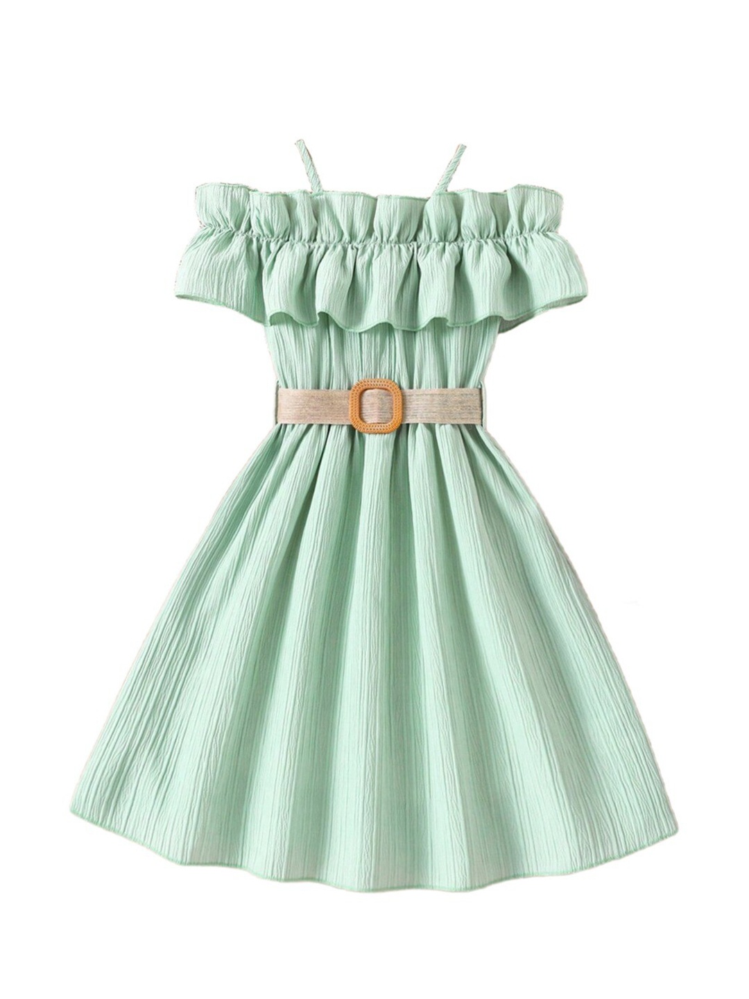 

StyleCast Girls Green Shoulder Straps Ruffled Fit & Flare Dress