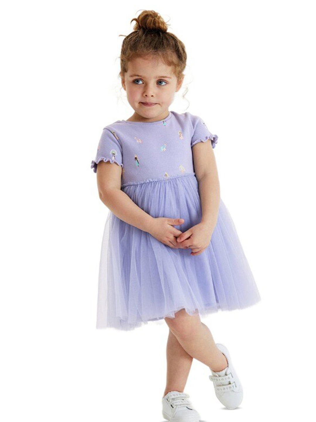 

StyleCast Girls Purple Conversational Printed Cotton Fit & Flare Dress