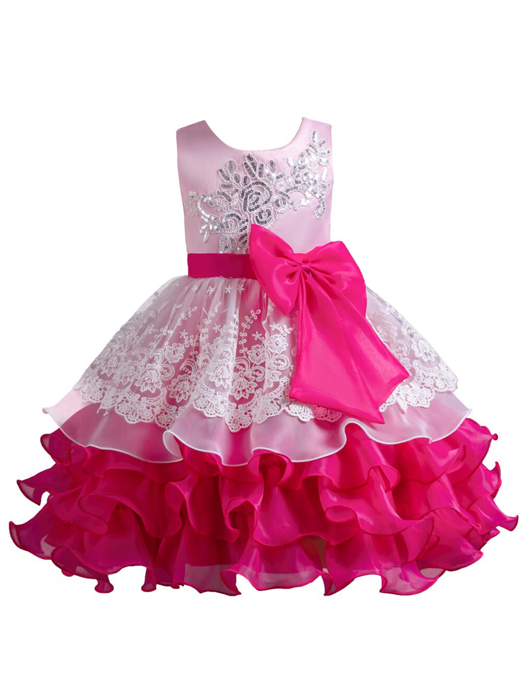 

StyleCast Girls Pink Floral Embroidered Layered Fit & Flare Maxi Dress