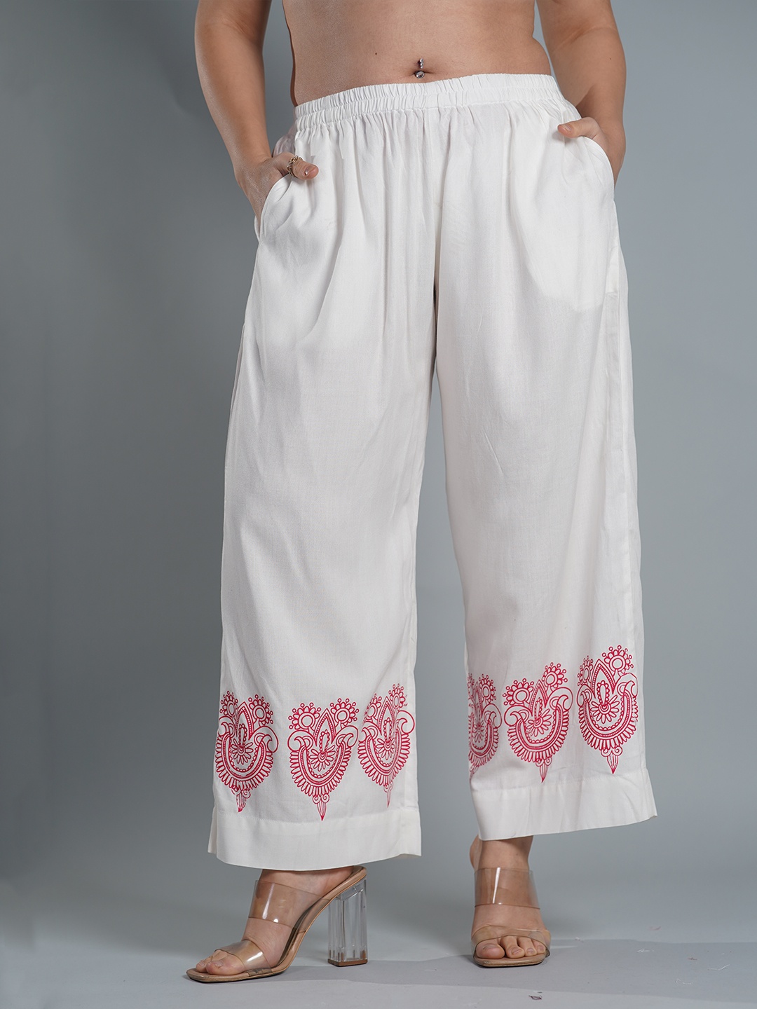 

LetsDressUp Women Ethnic Motifs Hem Design Ethnic Palazzos, White