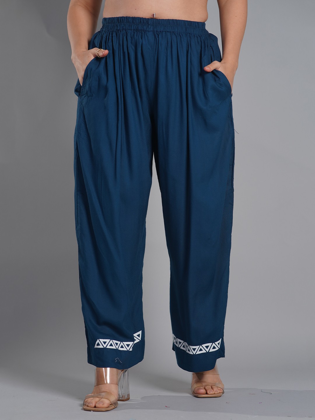 

LetsDressUp Plus Size Women Printed Palazzos, Teal