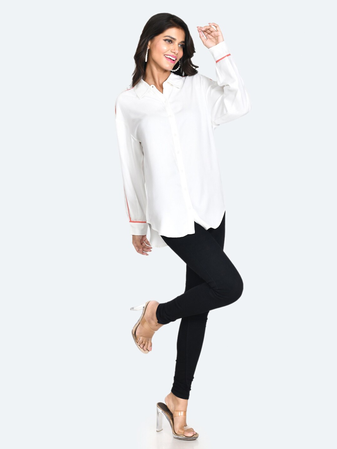 

Zink London Oversized Long Sleeves Longline Shirt, White