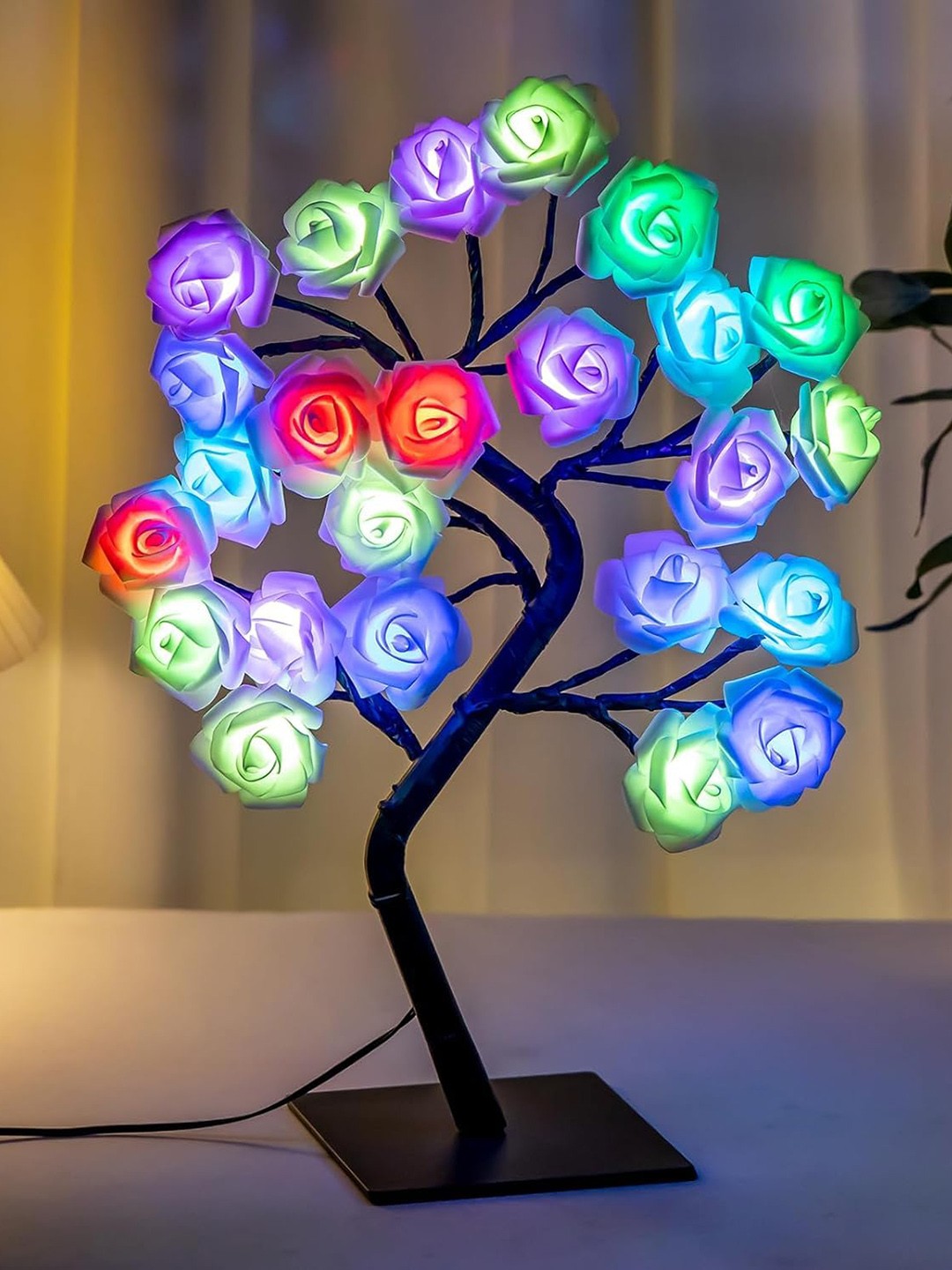 

XERGY Purple and Green Floral Contemporary Table Lamps