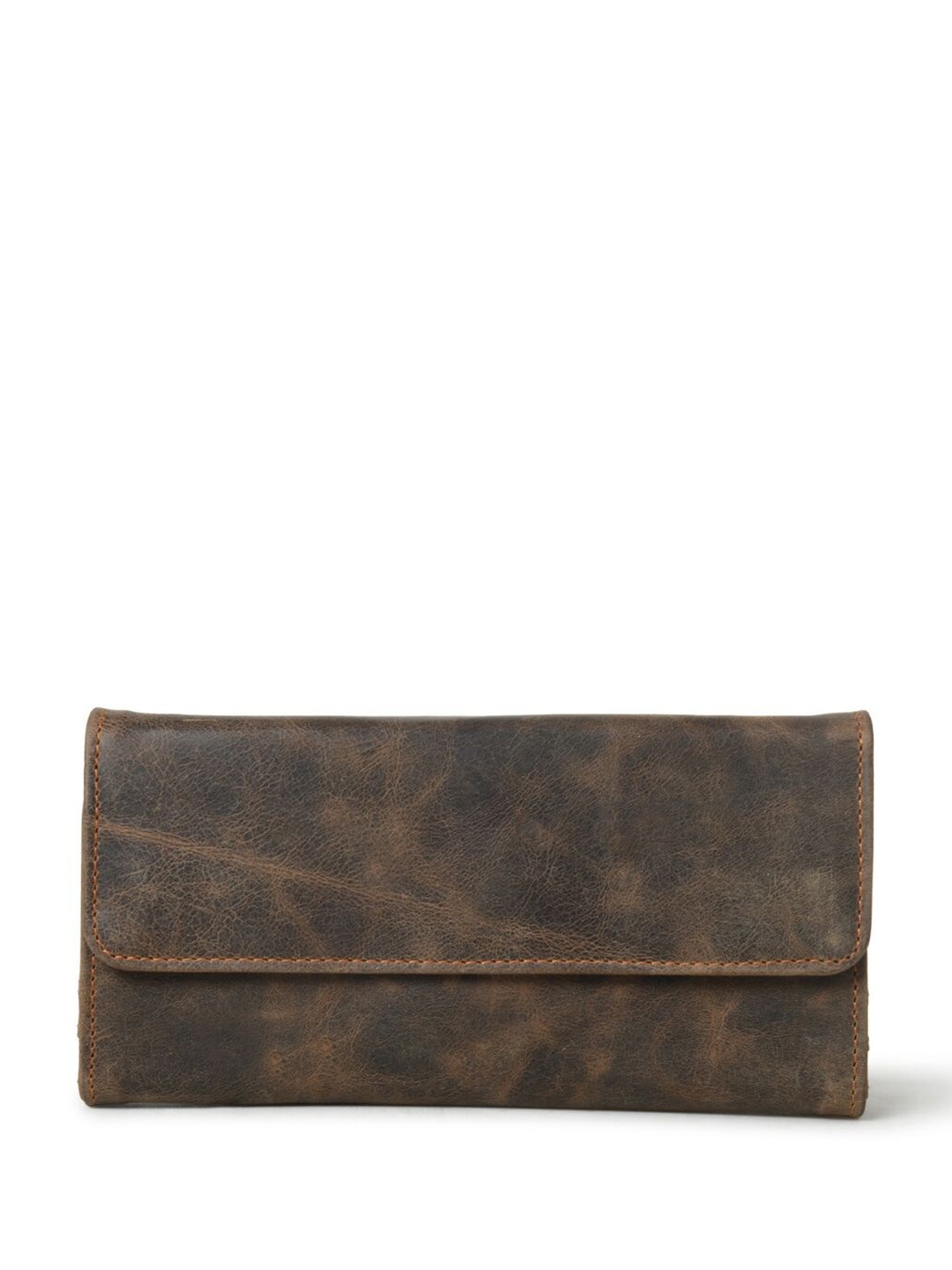 

MaheTri Women Textured Leather Three Fold Wallet, Brown