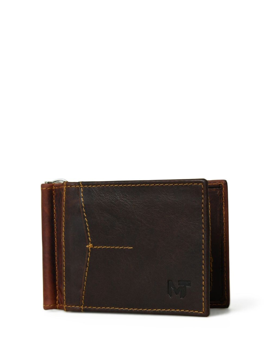 

MaheTri Men Leather Two Fold Wallet, Brown