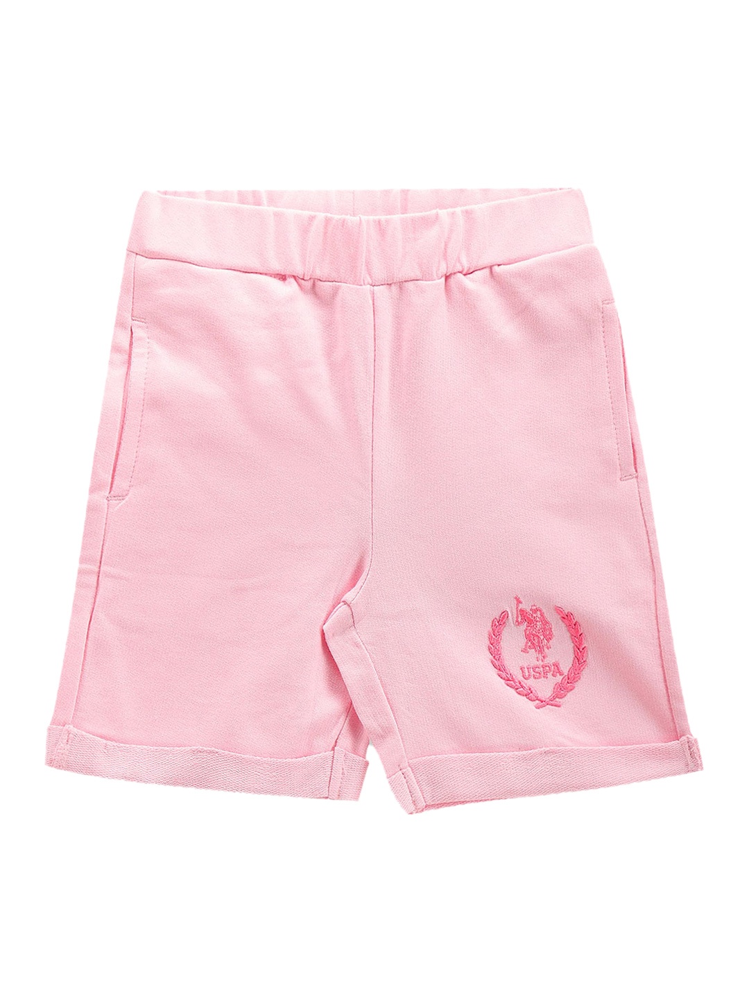 

U.S. Polo Assn. Kids Girls Mid-Rise Shorts, Pink