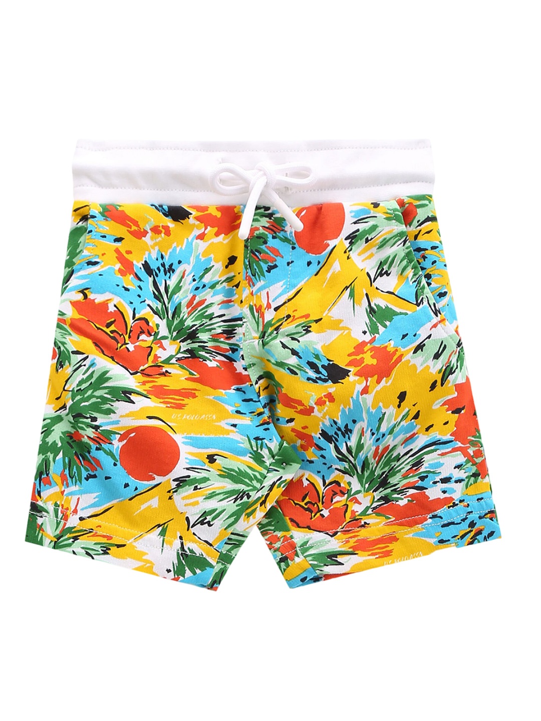 

U.S. Polo Assn. Kids Boys Abstract Printed Pure Cotton Shorts, Yellow