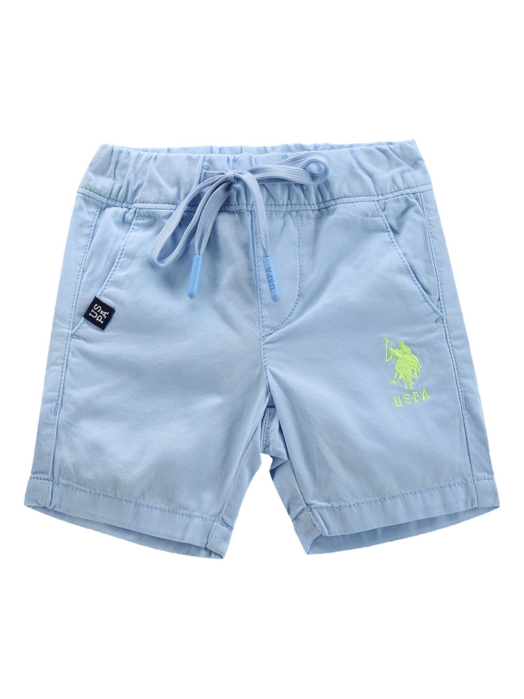 U.S. Polo Assn. Kids Boys Mid-Rise Pure Cotton Shorts, Blue