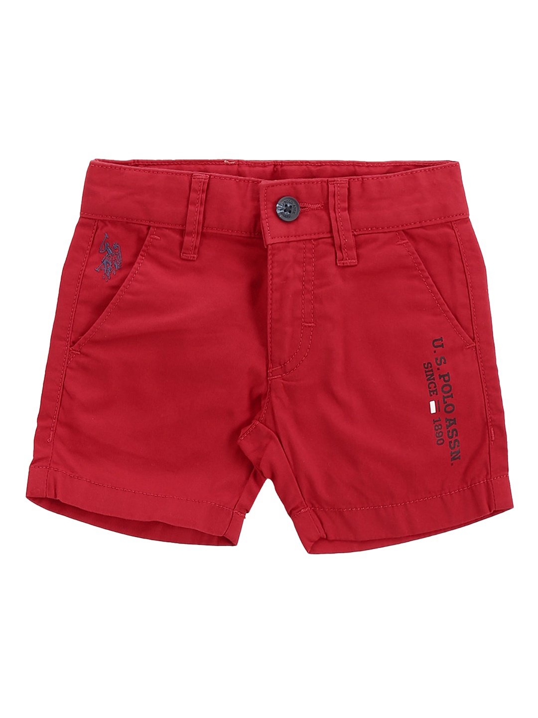 

U.S. Polo Assn. Kids Boys Mid-Rise Pure Cotton Shorts, Red