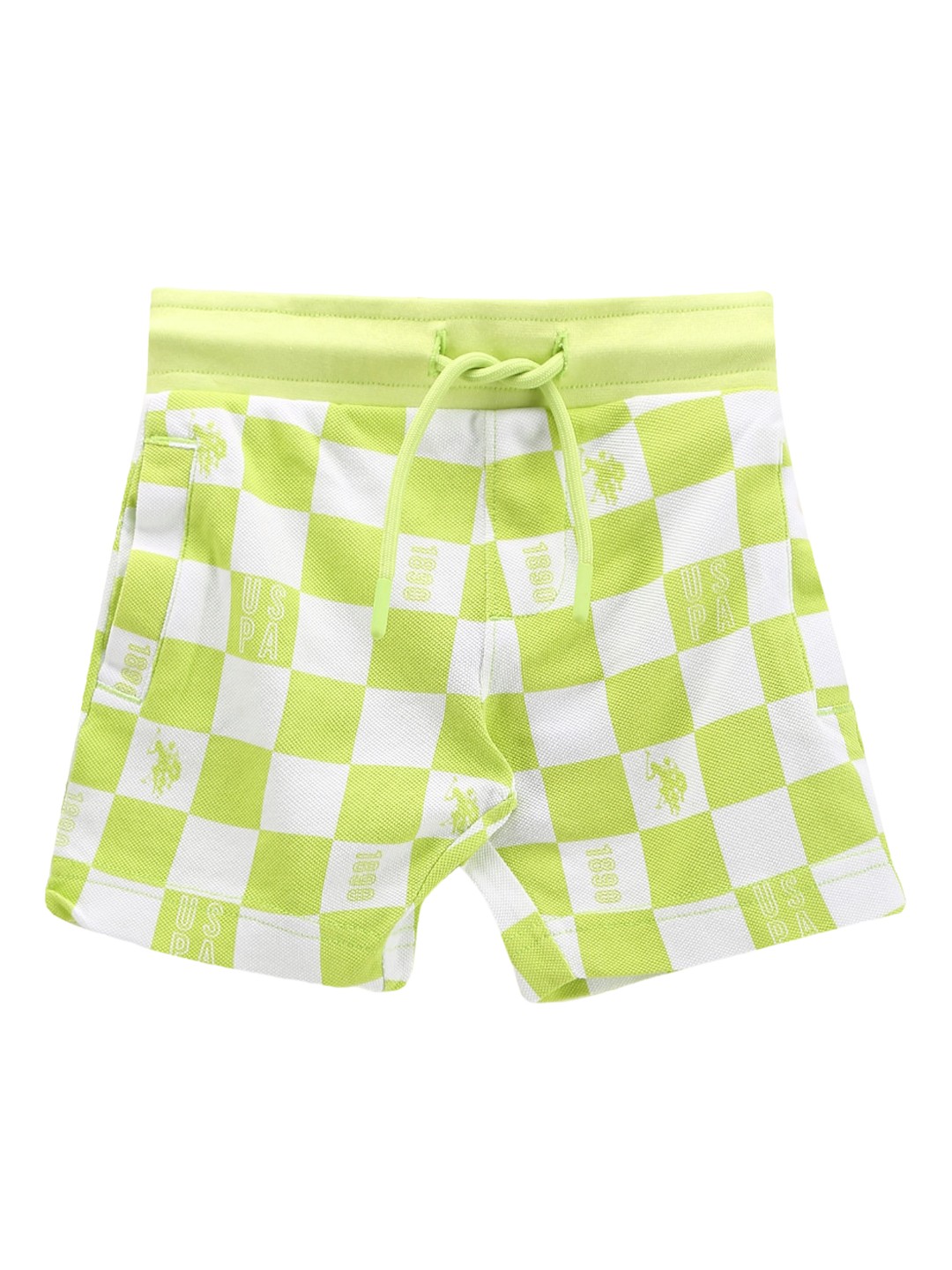 

U.S. Polo Assn. Kids Boys Checked Pure Cotton Shorts, Green