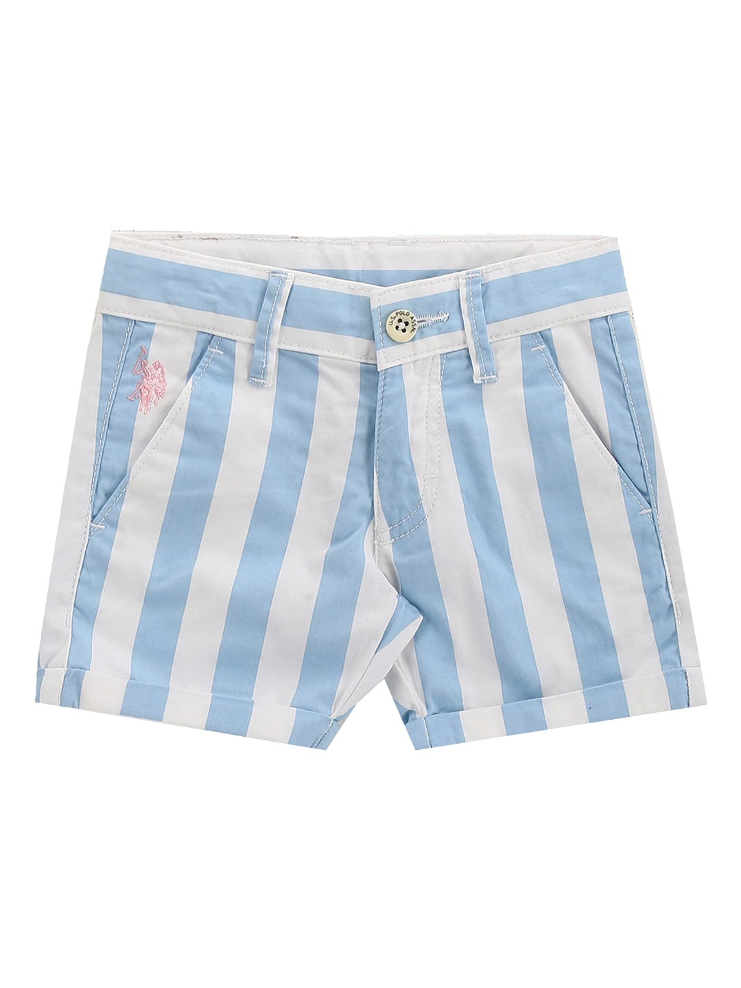 

U.S. Polo Assn. Kids Boys Vertical Striped Pure Cotton Shorts, Blue