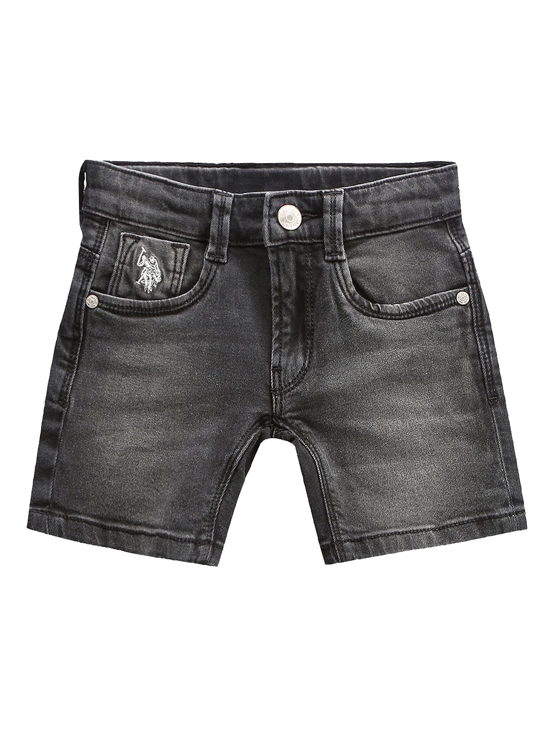 

U.S. Polo Assn. Kids Boys Washed Mid Rise Twill Denim Shorts, Grey