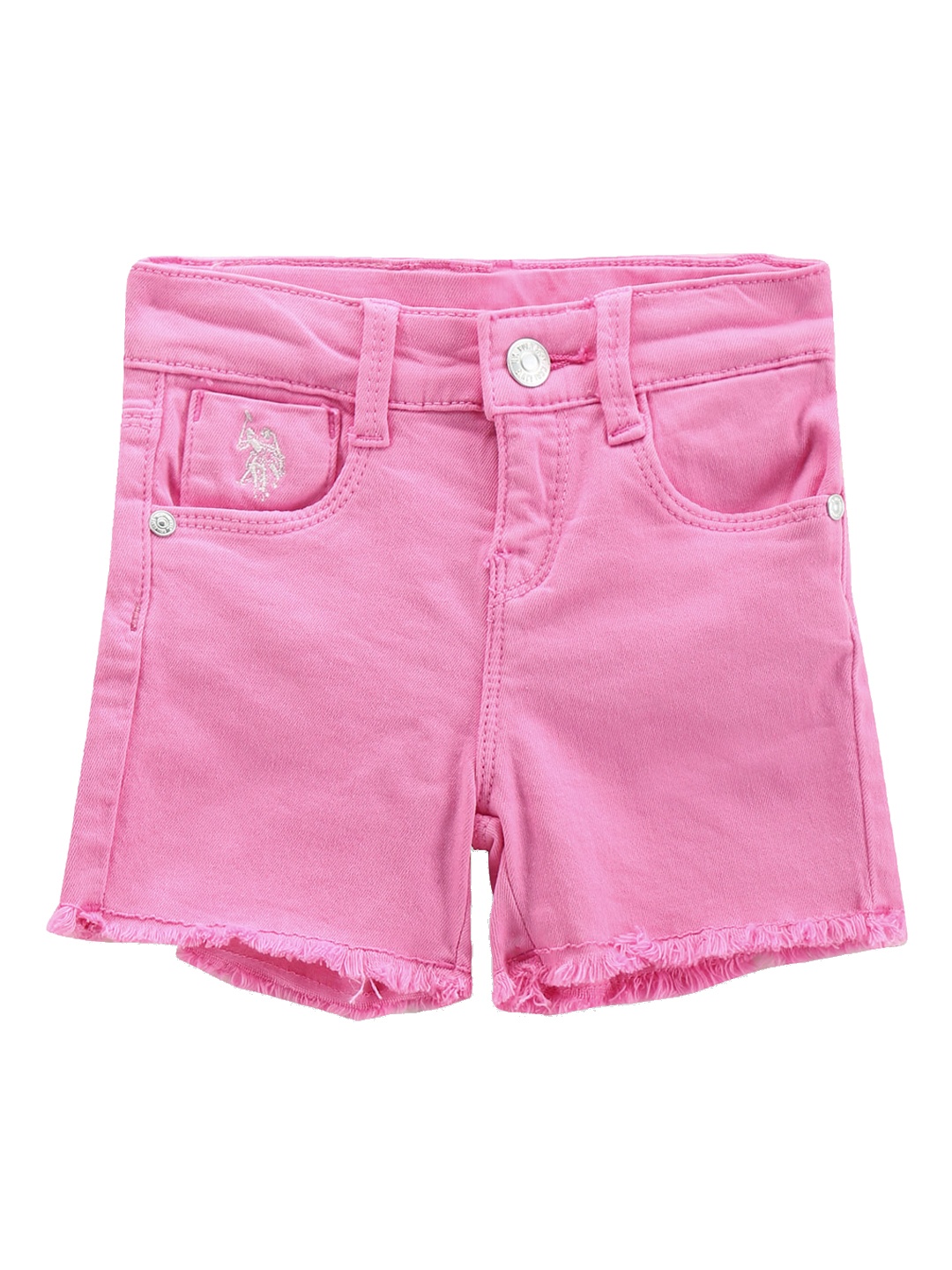 

U.S. Polo Assn. Kids Girls Mid-Rise Denim Shorts, Pink