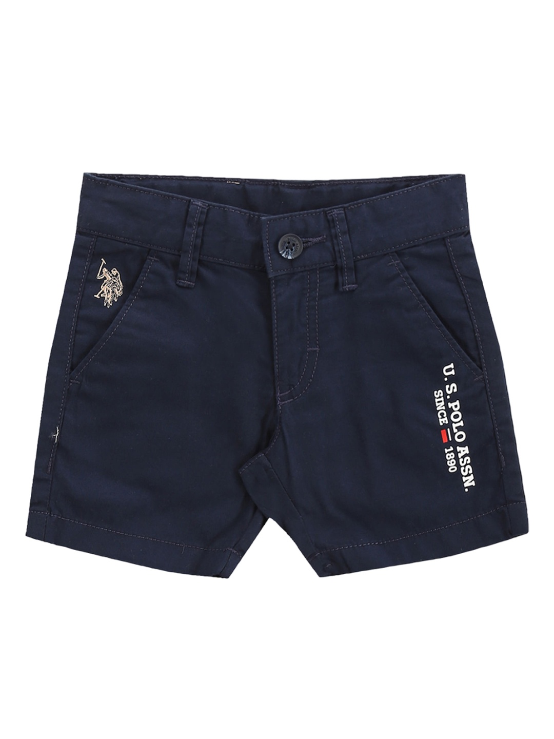 

U.S. Polo Assn. Kids Boys Mid-Rise Pure Cotton Shorts, Blue