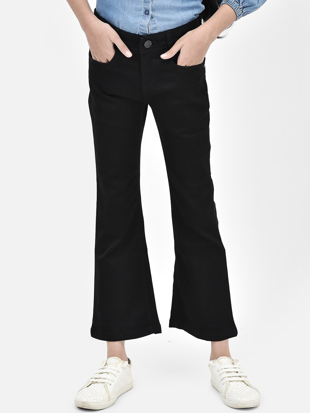 

Crimsoune Club Girls Mid-Rise Bootcut Cropped Stretchable Jeans, Black