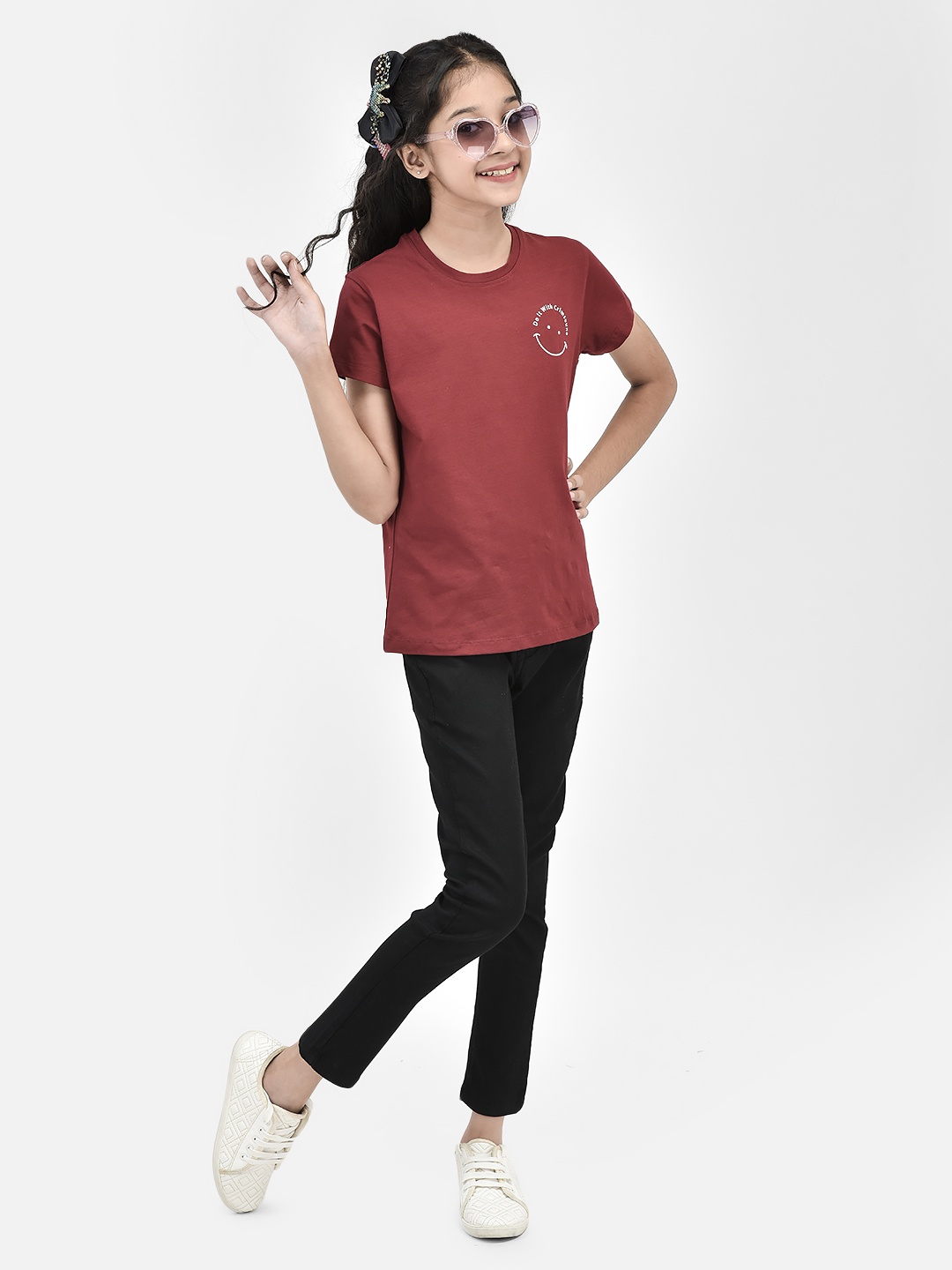 

Crimsoune Club Girls Slim Fit Mid-Rise Stretchable Jeans, Black