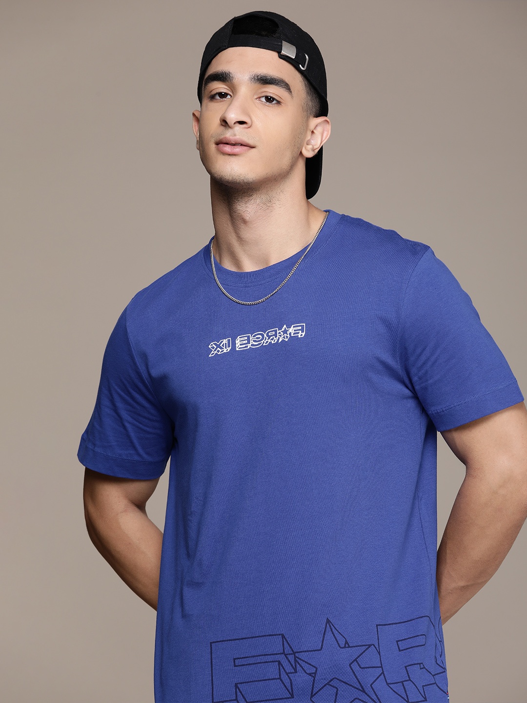 

FORCE IX Pure Cotton Applique T-shirt, Blue
