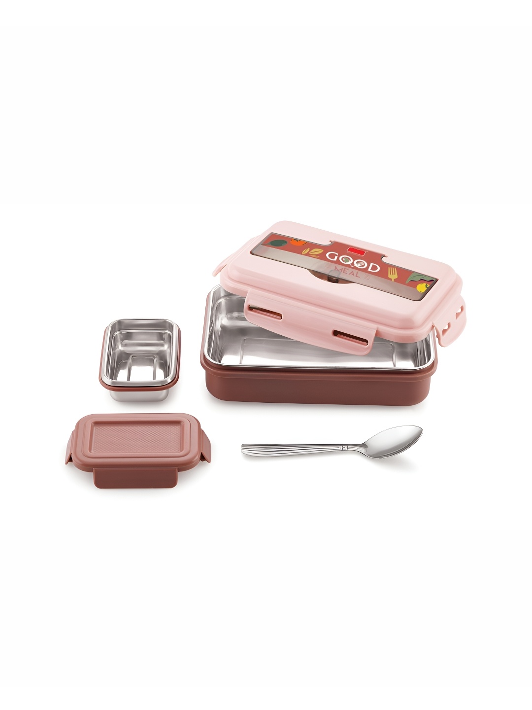 

NABHYA Pink Stainless Steel Dishwasher Safe Lunch Box 700 ml