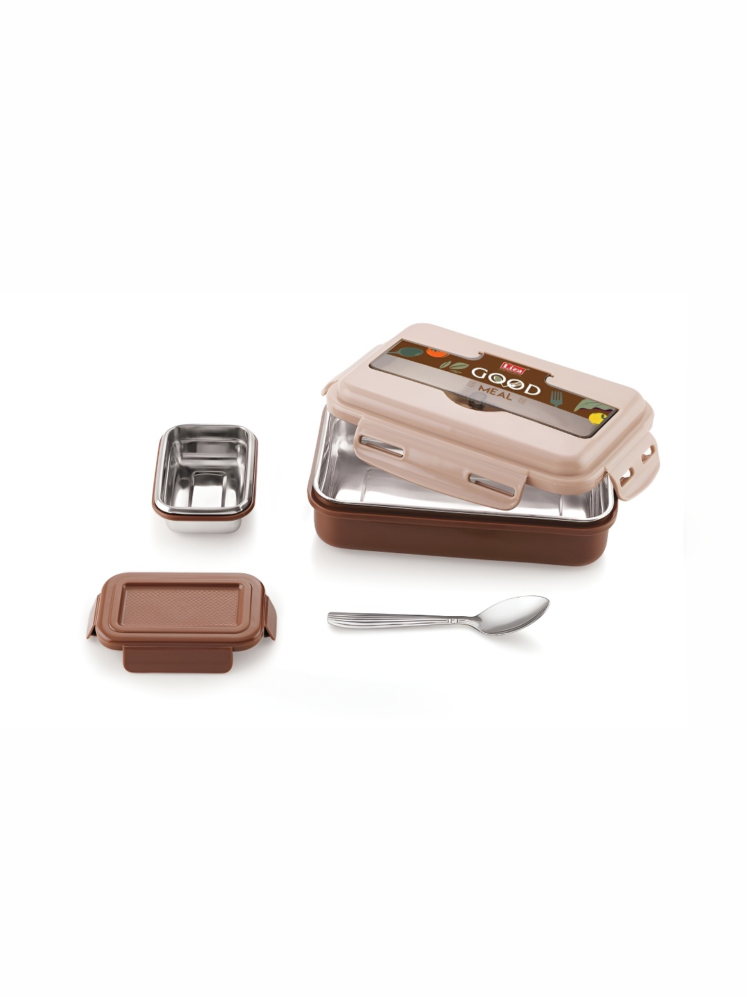 

NABHYA Brown Stainless Steel Dishwasher Safe Lunch Box 900 ml