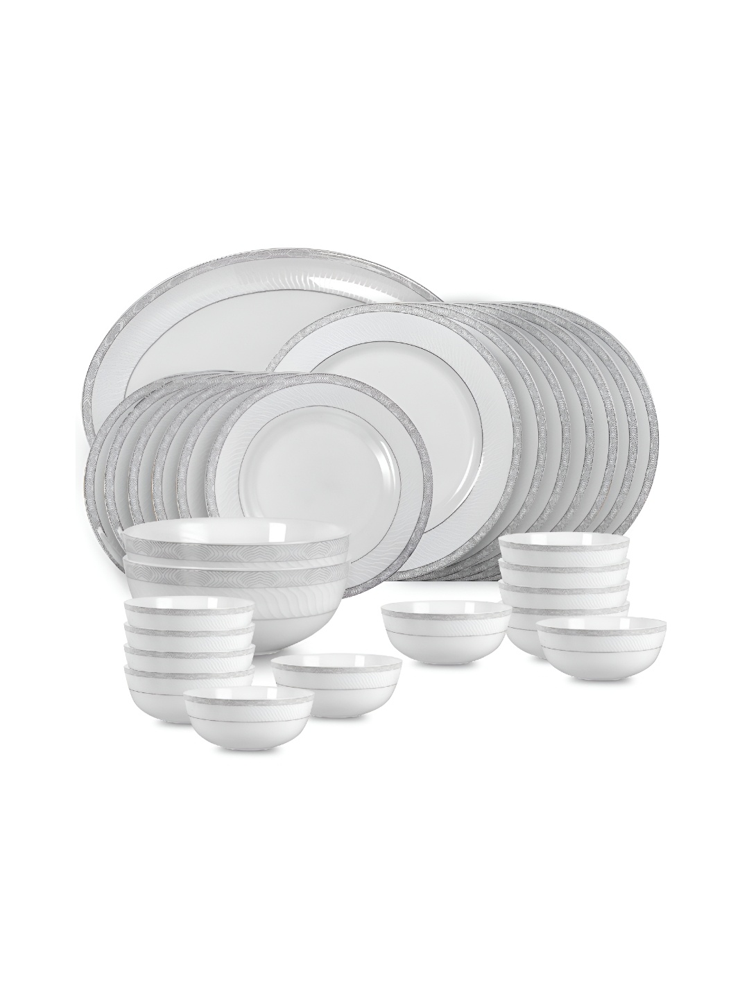 

Cello Feather Series White 27 Pcs Printed Opalware Dinner Set