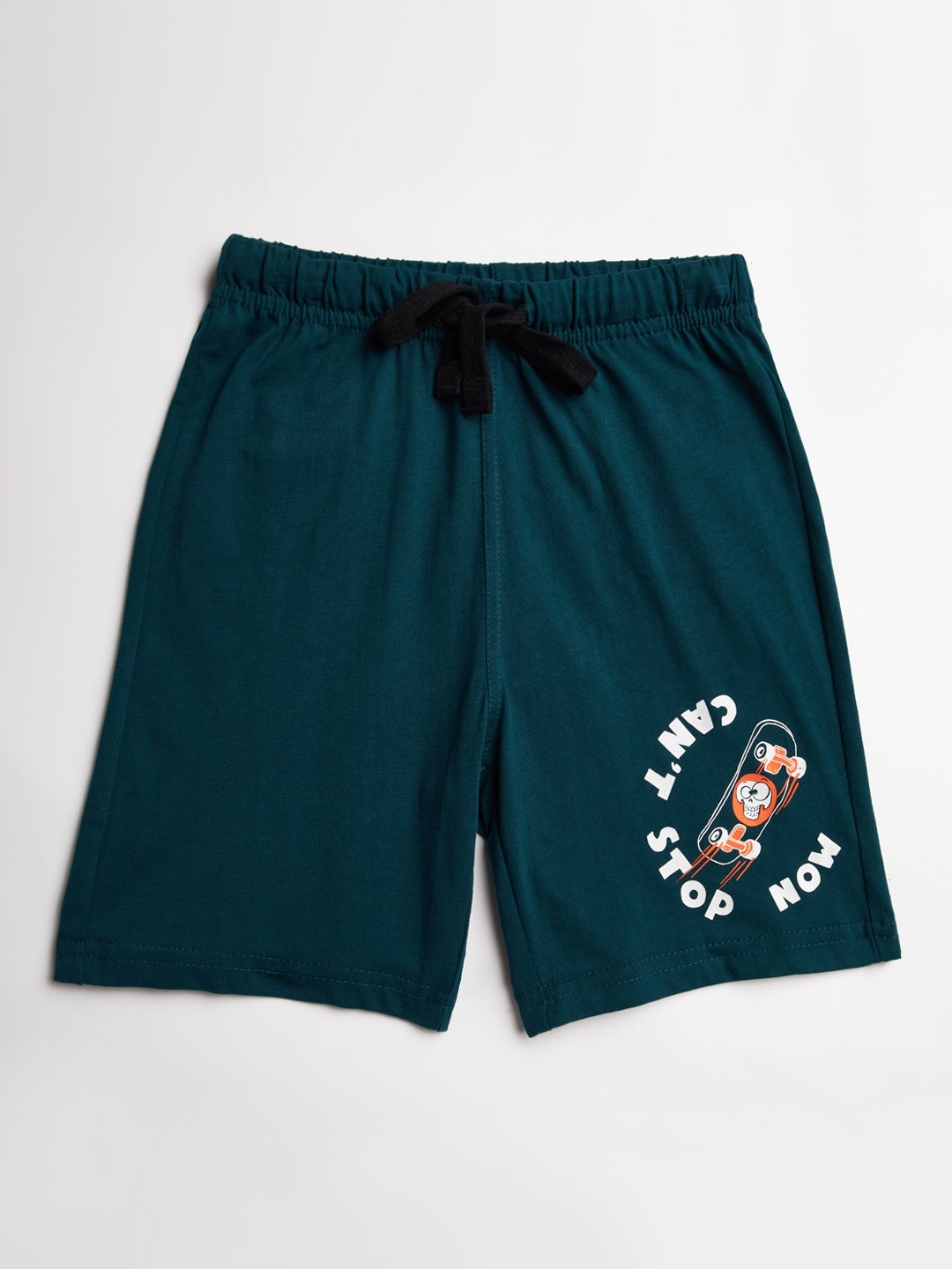 

Zaahii Boys Graphic Printed Mid-Rise Cotton Shorts, Turquoise blue