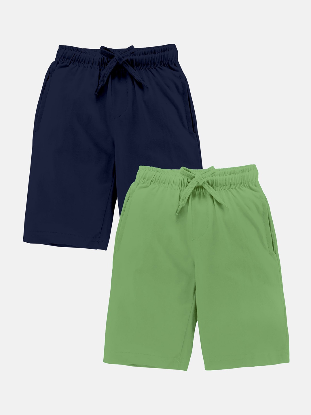 

KiddoPanti Boys Pack of 2 Mid Rise Pure Cotton Shorts, Navy blue