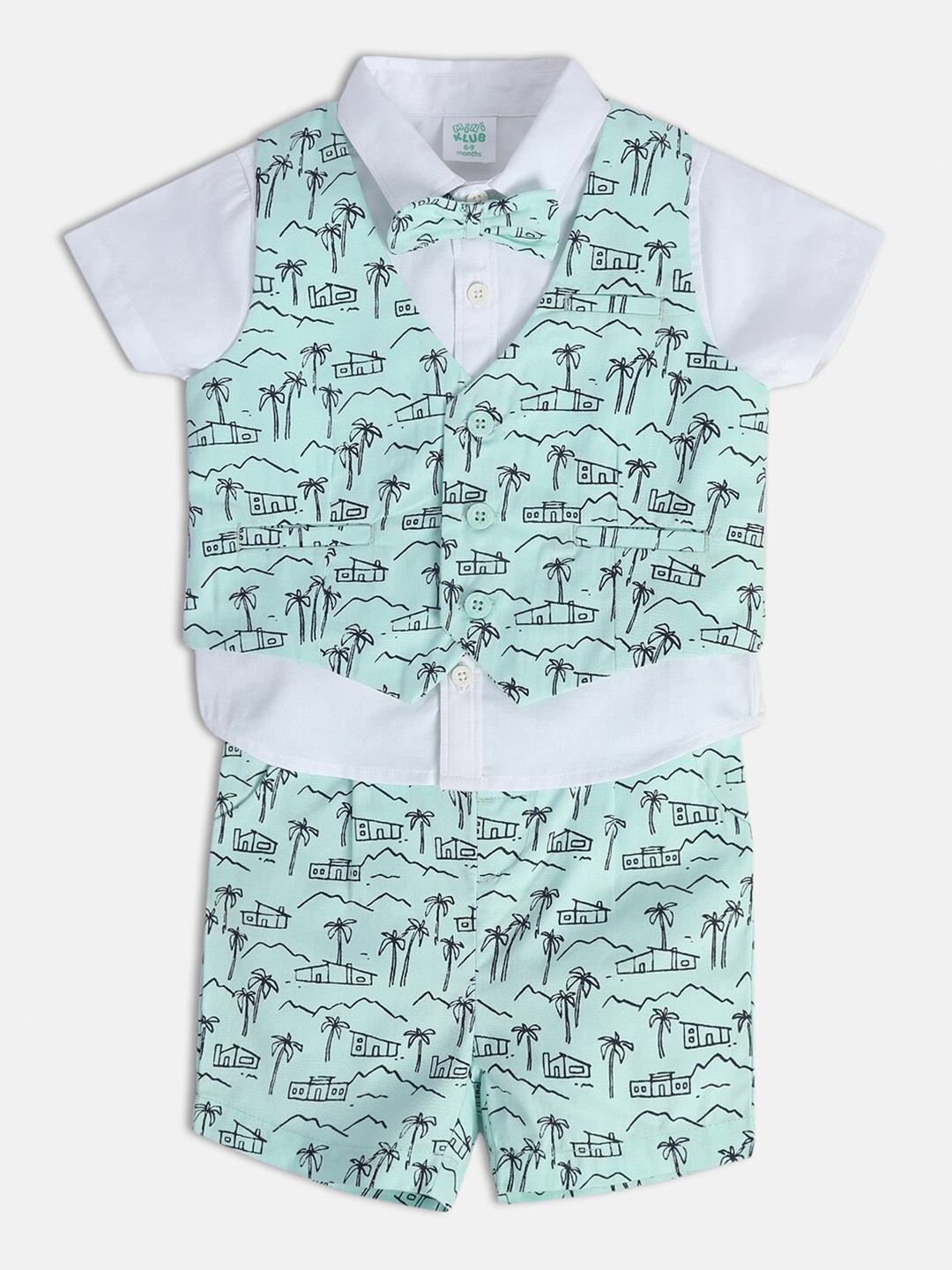 

MINI KLUB Boys Pure Cotton Shirt & Shorts With Jacket, White