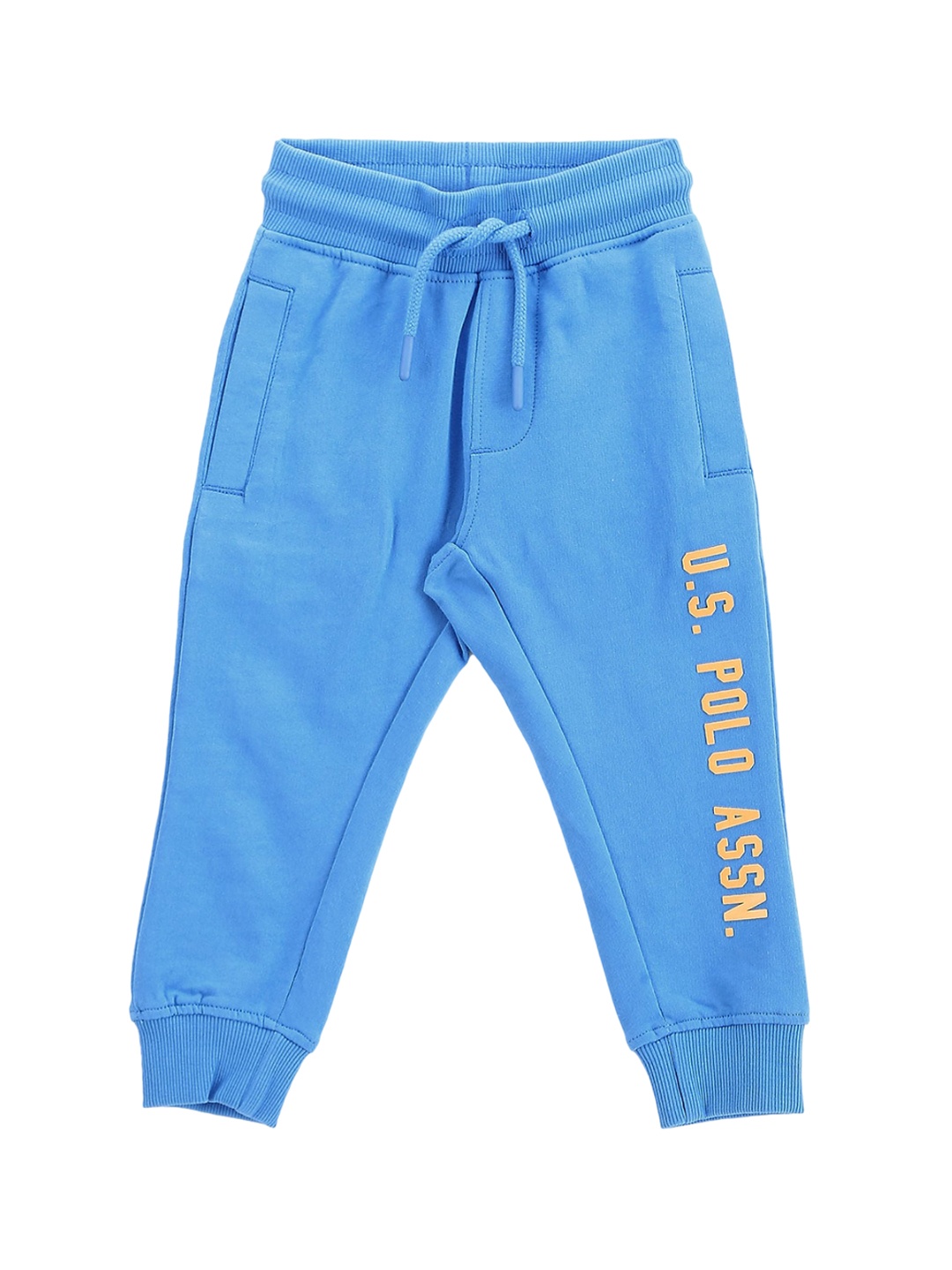 

U.S. Polo Assn. Kids Boys Brand Logo Printed Pure Cotton Joggers, Blue
