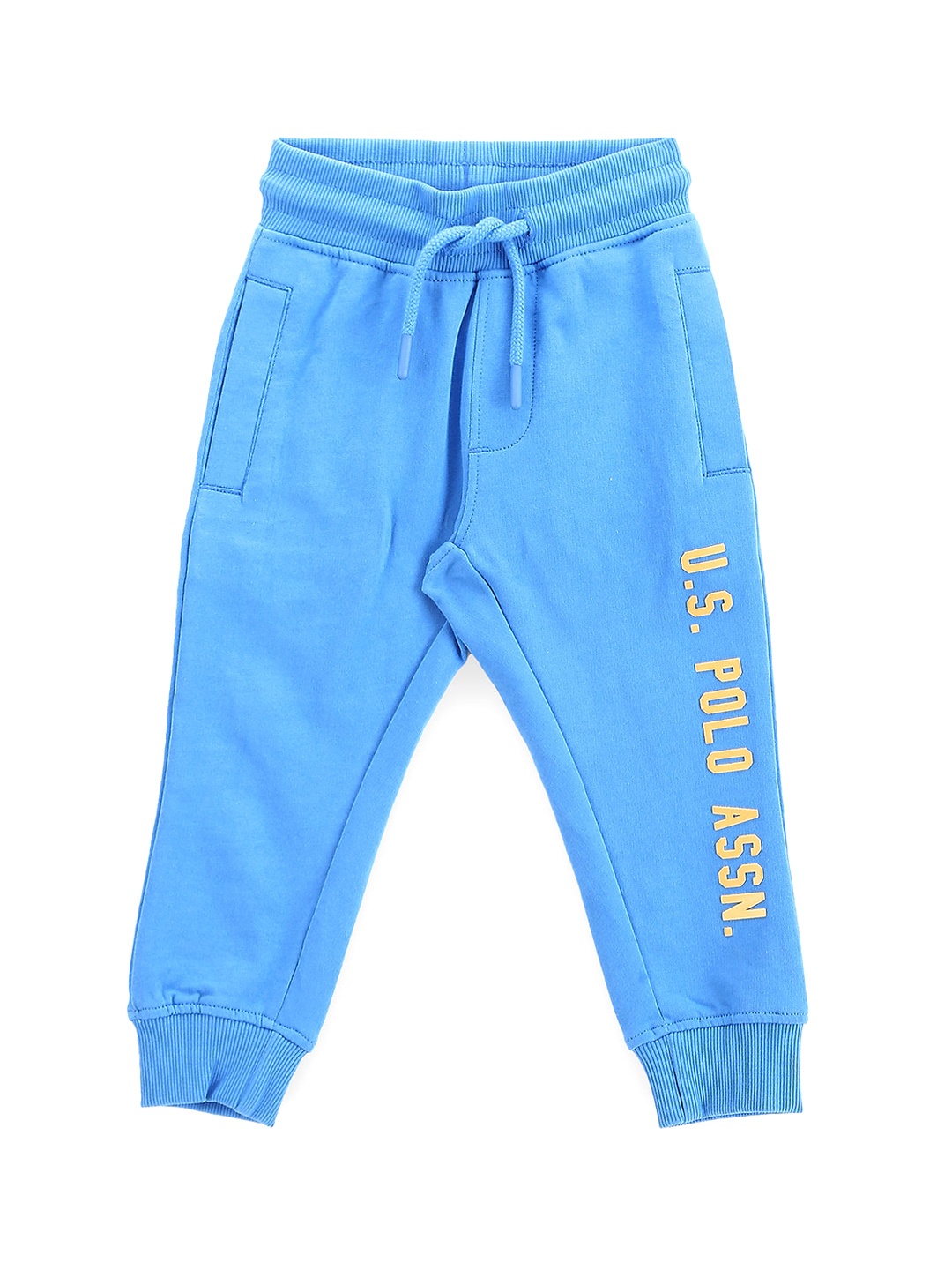 U.S. Polo Assn. Kids Boys Cotton Brand Logo Printed Joggers, Blue